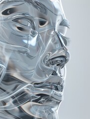 Wall Mural - A face made of glass with a silver tint