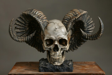 skull with horns and wings