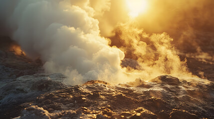 Wall Mural - A large cloud of smoke is rising from a volcano