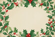 © SR07XC3 - Generative AI creates a vintage illustration of a Christmas holly wreath, blending drawing and painting techniques with a nostalgic vignetting effect, isolated on a transparent background