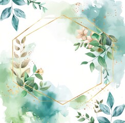 Wall Mural - White background with watercolor floral designs and leaves in pastel colors 