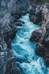 Sticker - River flowing through rocky gorge