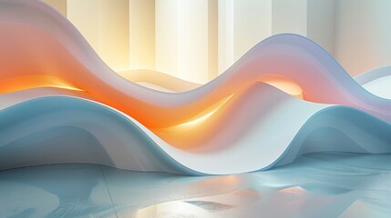 Wall Mural - A sleek, 3D abstract background featuring minimalistic design elements and soft color transitions. 