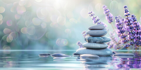 Wall Mural - Cool and Calming: Cool colors like light blue, lavender, and soft green create a calming and soothing effect. This scheme is often used in meditation apps, relaxation videos, and spa branding