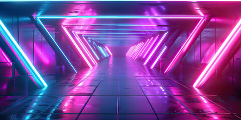 Wall Mural - Neon and Futuristic: Neon colors like bright pink, electric blue, and neon green are often used in futuristic and sci-fi themes. They create a sense of technology and innovation and are commonly seen 