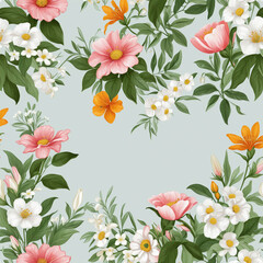 Wall Mural - An assortment of blooms set against a see-through backdrop, perfect for enhancing and embellishing any graphic or design project