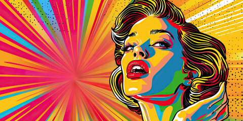 Wall Mural - Art (Pop Art): A figure with a pop art piece, symbolizing the vibrant and colorful art movement of the 1950s