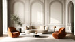 © Natalia - Elegant classical living room interior with modern furniture and detailed architectural moldings.
