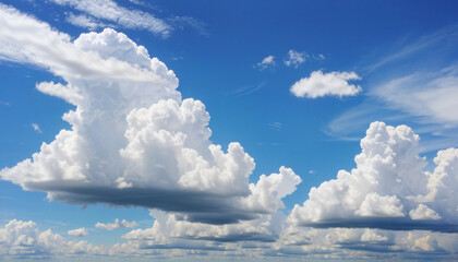 Canvas Print - heavenly blue sky with fluffy clouds: an abstract panorama of nature's summer beauty