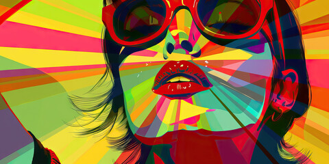 Wall Mural - Art (Pop Art): A figure with a pop art piece, symbolizing the vibrant and colorful art movement of the 1960s