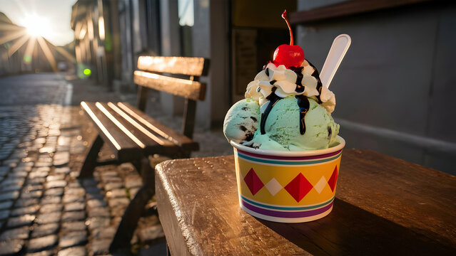 Telling a Story with Ice Cream Photorealistic