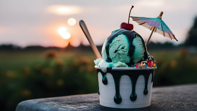 Sunset Swirl Cinematic Ice Cream Delight