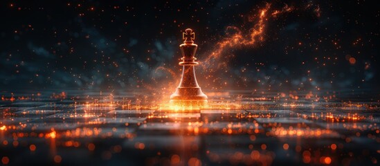 Wall Mural - Chess King in a Glowing Battle