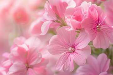 Wall Mural - A stunning close-up of pink flowers, providing a soft and delicate abstract wallpaper or background, with best-seller potential