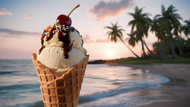 A Bite of Paradise Photorealistic Ice Cream Creation