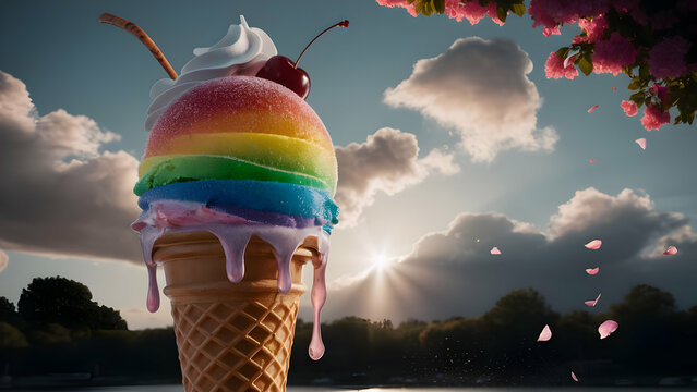 Waffle Wonderland Cinematic Ice Cream Cone Delight