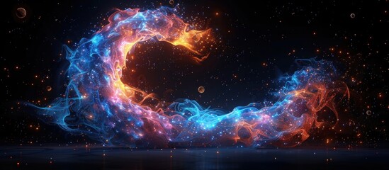 Wall Mural - Abstract Cosmic Flame with a Starry Sky