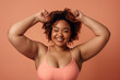 © iamfrk7 - Plus Size woman Celebrating Body Positivity and Fitness, Embracing Self-Love, Confidence, and Strength in All Shapes and Sizes - A Joyful Journey Towards Health and Wellness - Generative AI