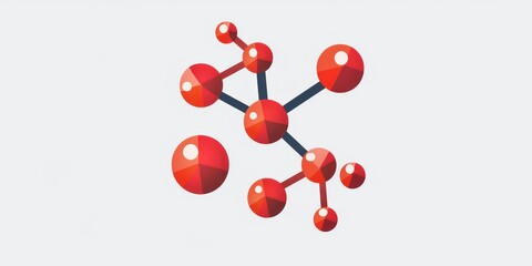 chemicals bond molecules red icon isolated on white background