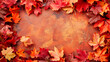 © TetiSof - Red autumn leaves frame with copy space