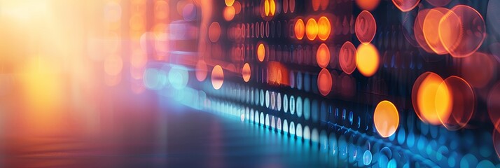 Poster - Abstract Technology Background With Orange and Blue Bokeh Lights