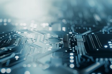 Poster - Close-Up View of a Circuit Board Technological Details With Natural Light