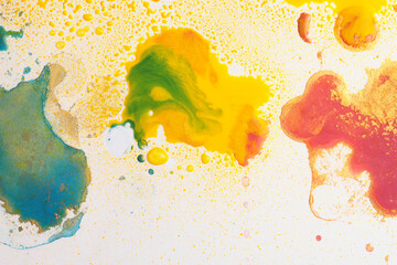 Wall Mural - Ink Watercolor flow blot drops splash. Abstract texture Color stain background.