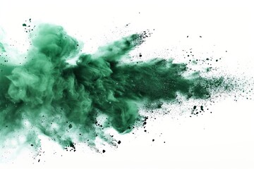 Canvas Print - An explosive burst of green powder creates an abstract dynamic wallpaper and artistic background with best-seller appeal