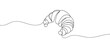 © Vasyl Yurlov - Continuous one line drawing of croissant for logo in minimalist style. Hand drawn french pastry line sketch for print, breakfast concept. Contemporary vector illustration on white background