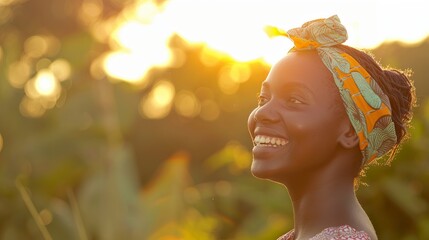 Poster - Captivating image of a woman peacefully observing a sunset, embodying reflection and calm Abstract, wallpaper, background, best-seller