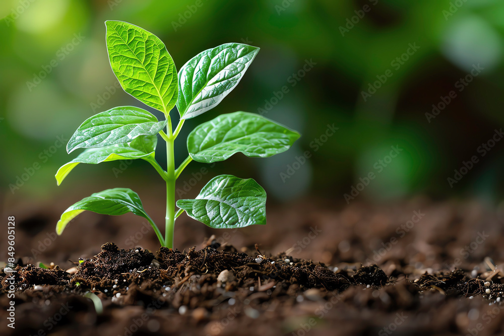 Young green plant sprouting in rich soil, symbolizing new life, growth ...