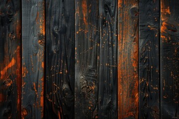 Poster - Rustic dark wood texture with knots and vintage finish. Rich brown and black hues blend elegantly, creating a timeless backdrop. Perfect for nostalgic designs with copy space