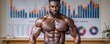 © gearstd - A muscular man confidently poses in front of financial graphs displaying distinct persistence and ambition