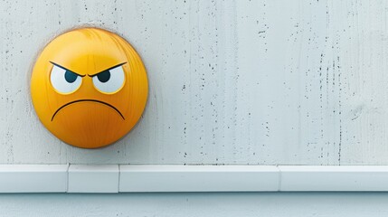 Sticker - Emoticon wearing a yellow expression in front of a white wall symbolizing lateness or urgency