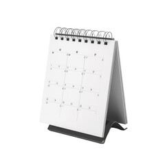 white paper desk calendar isolated white background