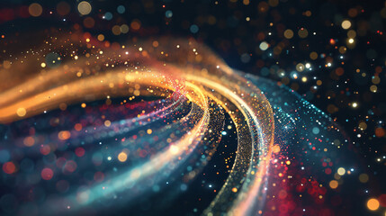 Poster - Colorful swirling trails of abstract dust particles in the background