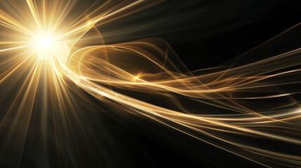 Wall Mural - Energetic motion captured as golden light trails flow through space