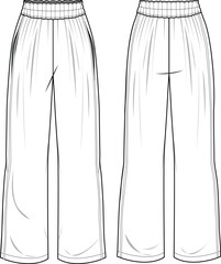 Poster - illustration of wide leg basic woven pant technical drawing vectoe