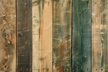 Poster - Vertical wooden planks with knots and a rustic, weathered, and faded paint.  This background shows green, brown, and tan wood grain