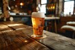 © Jorge Ferreiro - A Fresh beer in rustic pub froth pint glass on table