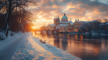 Wall Mural - Capture the grandeur of Prague, Czech Republic created with Generative AI technology