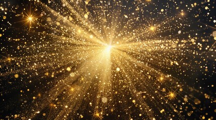 Wall Mural - shiny gold glitter burst on dark background