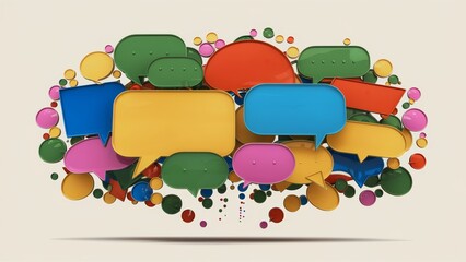 Sticker - A bunch of colorful speech bubbles are scattered on a white background, AI