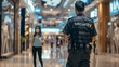 © Michael - Security guard watches over shoppers in a well-lit shopping mall