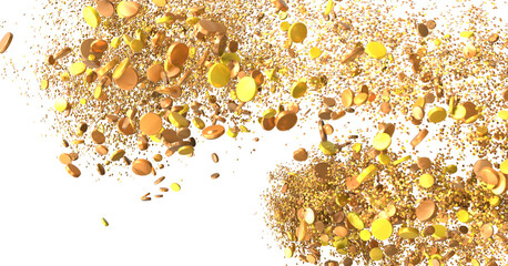 Wall Mural - Enchanting Delight: Spectacular 3D Illustration Showcasing Enchanting gold Confetti