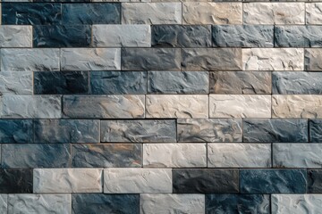 Poster - Modern, stylish textured background with grey and blue stone bricks for design projects, featuring a unique pattern and rough surface