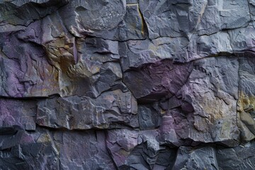 Poster - Dark grey and purple rock face forms a rugged background texture, perfect for adding depth to designs. This rock texture adds a touch of geology and nature to designs, making them stand out