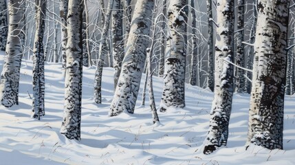 Wall Mural - The snowy tree trunks