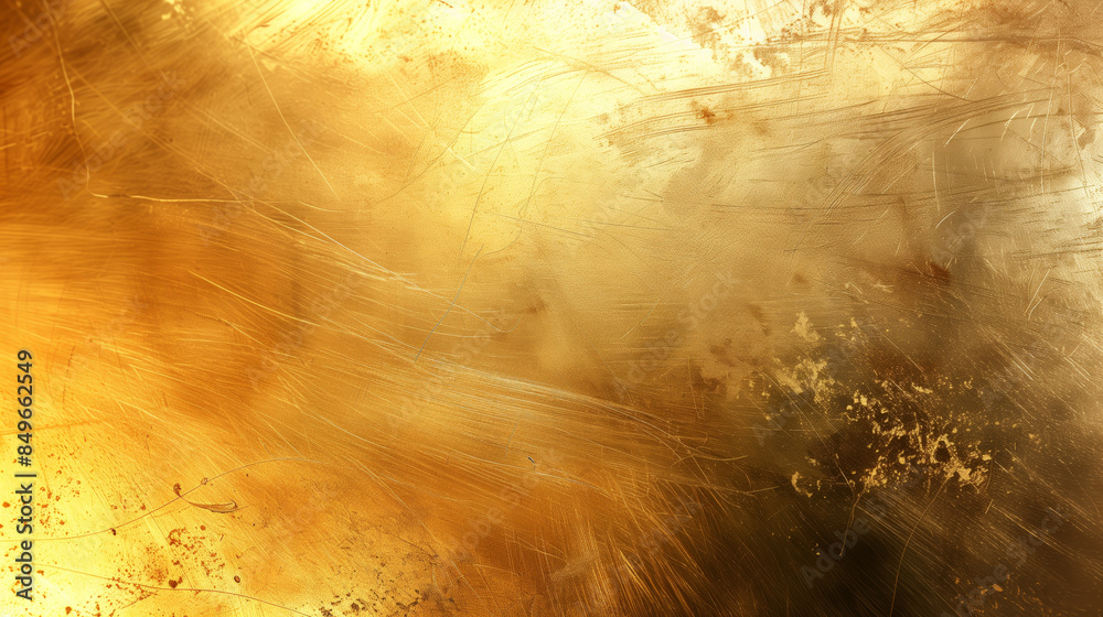 Golden metal surface with scratches and streaks. Gold background, gold ...