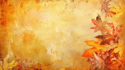 Sticker - Faded center and distressed vintage texture on a yellow orange background fall theme with space for text
